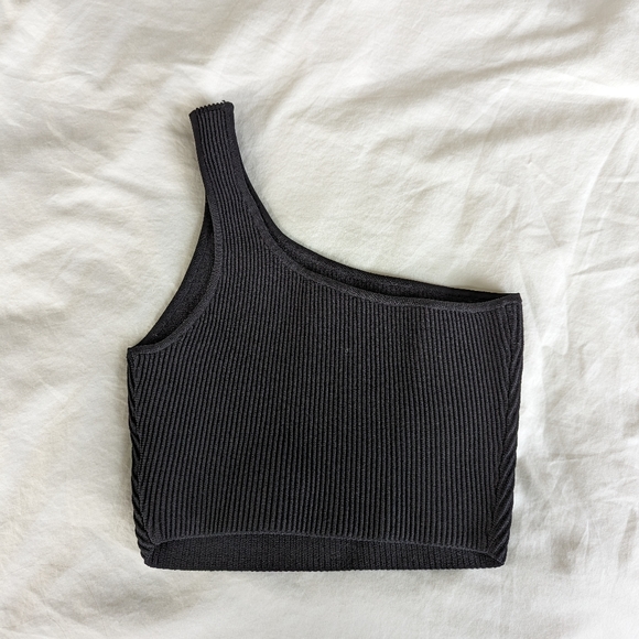 Aritzia Babaton One Shoulder Sculpt Knit Crop Top - Picture 2 of 3